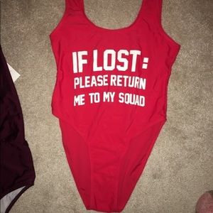 Red high waisted one piece swimsuit // size SMALL